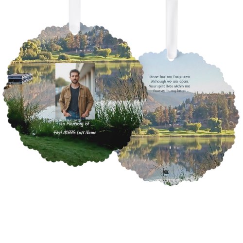 Memorial Photo Prayer Golf Course Pond Lake Nature Ornament Card