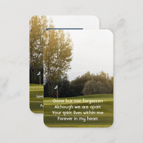 Memorial Photo Prayer Golfer Golf Course Golfing B Business Card