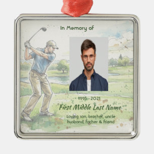 Memorial Photo Prayer Golfer Golf Course Golfing Metal Ornament