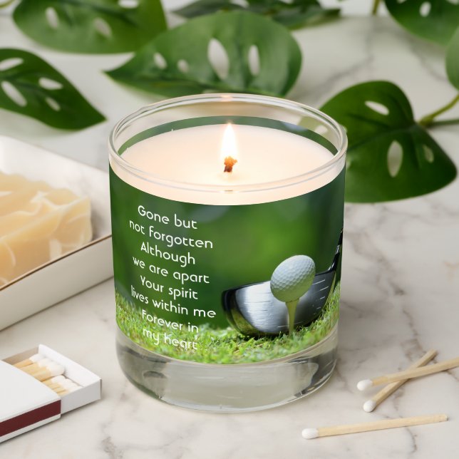 Memorial Photo Prayer Golfer Golf Course Golfing Scented Candle (Lit)