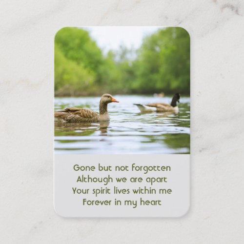 Memorial Photo Prayer Lake Ducks Birds Business Card