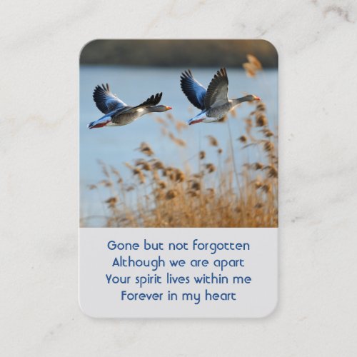 Memorial Photo Prayer Lake Geese Birds Business Card