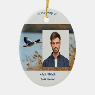 Memorial Photo Prayer Lake Geese Birds Ceramic Ornament
