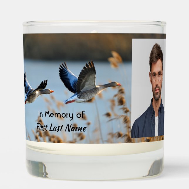 Memorial Photo Prayer Lake Geese Birds Scented Candle (Front)