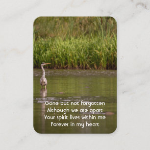 Memorial Photo Prayer Lake Great Blue Heron Bird Business Card