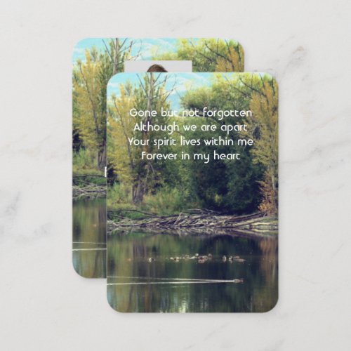 Memorial Photo Prayer Lake Pond Park Ducks Water Business Card