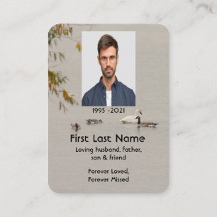 Memorial Photo Prayer Lake Pond Park Geese Swam Business Card