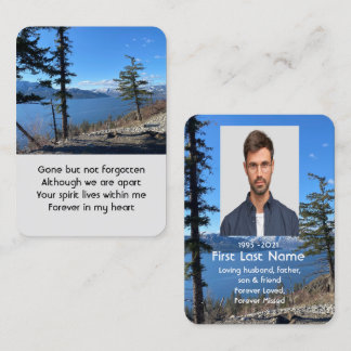 Memorial Photo Prayer Lake Side Forest Trees Business Card