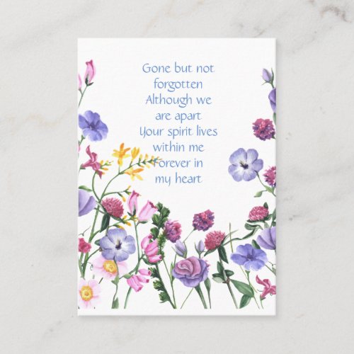 Memorial Photo Prayer Lavender Garden Flowers Business Card