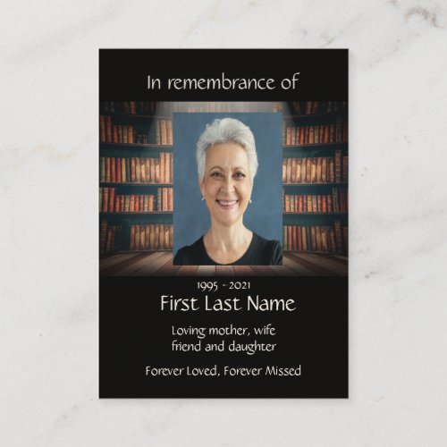 Memorial Photo Prayer Library Books Reading  Business Card