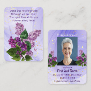 Memorial Photo Prayer Lilac Garden Flower Business Card