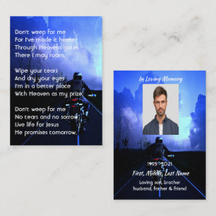Memorial Photo Prayer Motorcycle Biker Business Card