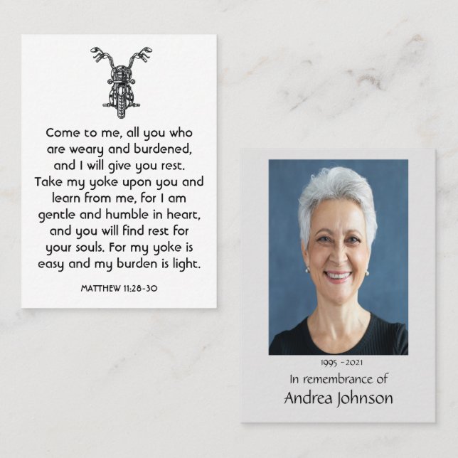 Memorial Photo Prayer Motorcycle Biker  Business Card (Front/Back)