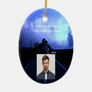 Memorial Photo Prayer Motorcycle Biker Ceramic Ornament