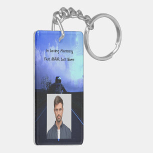Memorial Photo Prayer Motorcycle Biker Keychain