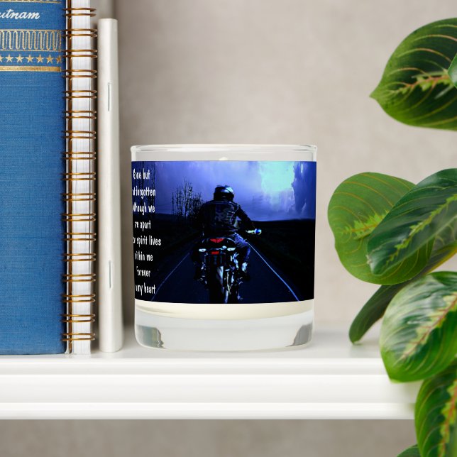 Memorial Photo Prayer Motorcycle Biker  Scented Candle (Shelf)