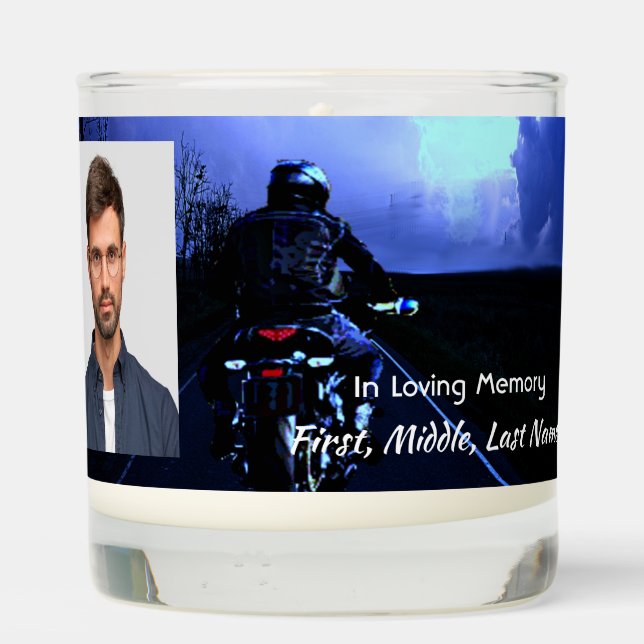 Memorial Photo Prayer Motorcycle Biker  Scented Candle (Back)