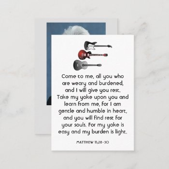 Memorial Photo Prayer Musician Guitar Music  Business Card by countrymousestudio at Zazzle