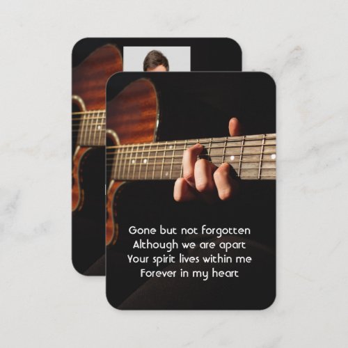 Memorial Photo Prayer Musician Piano Guitar Business Card