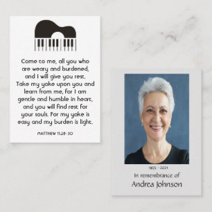 Memorial Photo Prayer Musician Piano Guitar Music Business Card