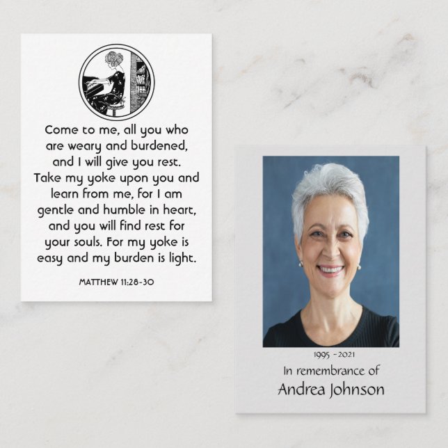 Memorial Photo Prayer Musician Piano Music Business Card (Front/Back)