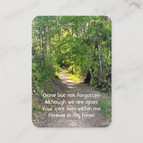 Memorial Photo Prayer Path Trail Forest Trees  Business Card
