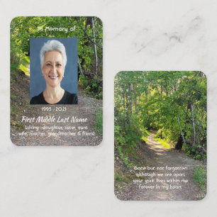 Memorial Photo Prayer Path Trail Forest Trees Business Card