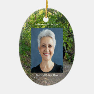 Memorial Photo Prayer Path Trail Forest Trees Ceramic Ornament