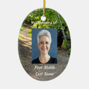 Memorial Photo Prayer Path Trail Forest Trees  Ceramic Ornament