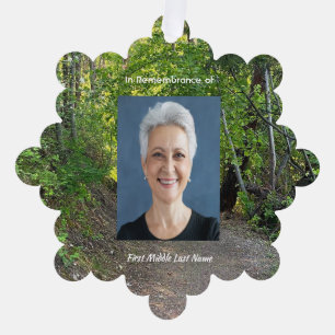 Memorial Photo Prayer Path Trail Forest Trees Ornament Card