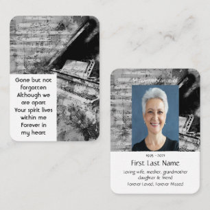 Memorial Photo Prayer Piano Musician Business Card