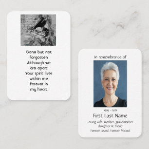 Memorial Photo Prayer Piano Musician Business Card
