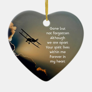 Memorial Photo Prayer Pilot Airplane Flying  Ceramic Ornament