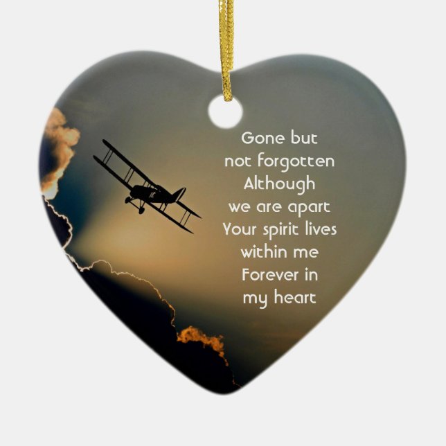 Memorial Photo Prayer Pilot Airplane Flying  Ceramic Ornament (Front)