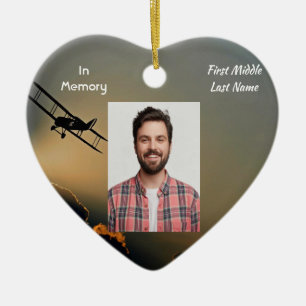 Memorial Photo Prayer Pilot Airplane Flying Ceramic Ornament