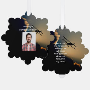 Memorial Photo Prayer Pilot Airplane Flying  Ornament Card