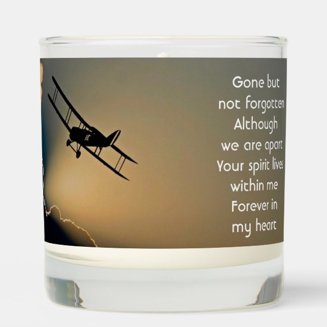 Memorial Photo Prayer Pilot Airplane Flying  Scented Candle (Front)
