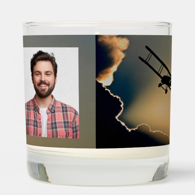 Memorial Photo Prayer Pilot Airplane Flying  Scented Candle (Left)