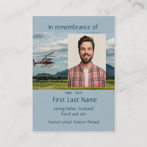 Memorial Photo Prayer Pilot Helicopter Flying Business Card