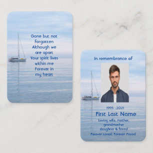 Memorial Photo Prayer Sailboat Calm Water Business Card