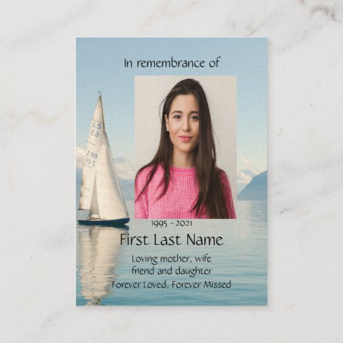 Memorial Photo Prayer Sailor Sailing Sailboat Business Card