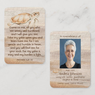 Memorial Photo Prayer Sandy Beach Sea Turtle Business Card