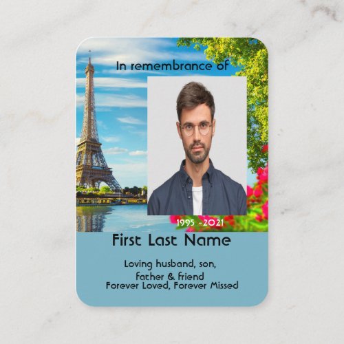 Memorial Photo Prayer Seine Paris Eiffel Tower Business Card