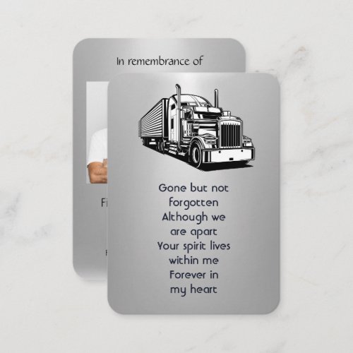 Memorial Photo Prayer Semi_Truck Tractor_trailer  Business Card