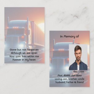 Memorial Photo Prayer Semi-Truck Tractor-trailer Business Card