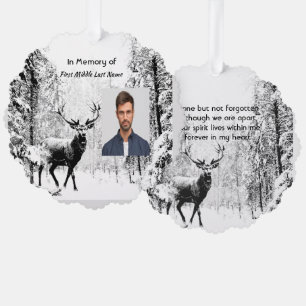 Memorial Photo Prayer Stag Deer Forest Winter Wild Ornament Card