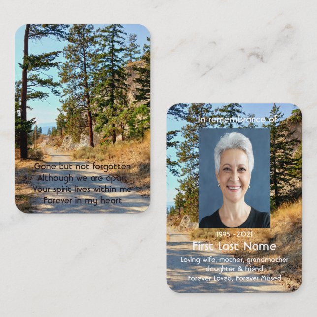 Memorial Photo Prayer Trail Forest Desert Walk Business Card (Front/Back)