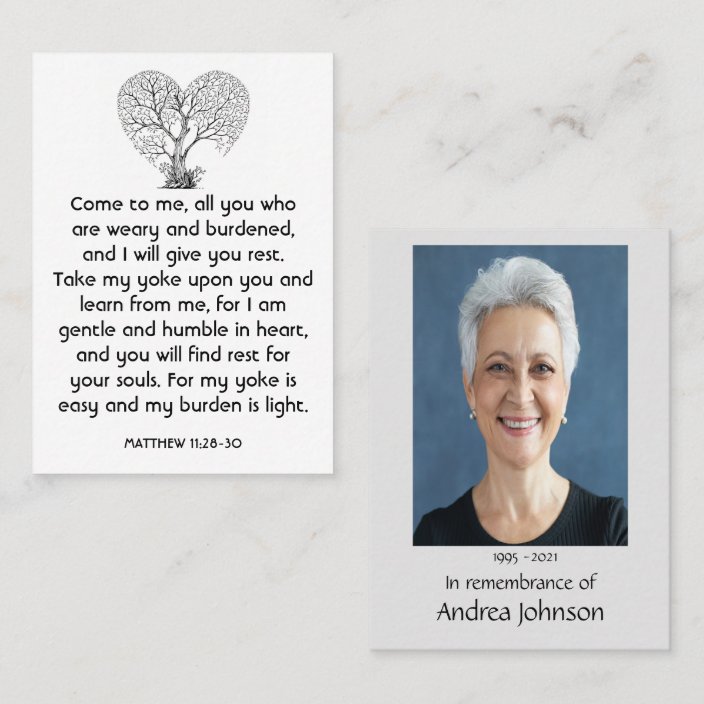 Memorial Photo Prayer Tree of Life Heart Love Business Card