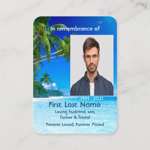 Memorial Photo Prayer Tropical Beach Exotic Island Business Card