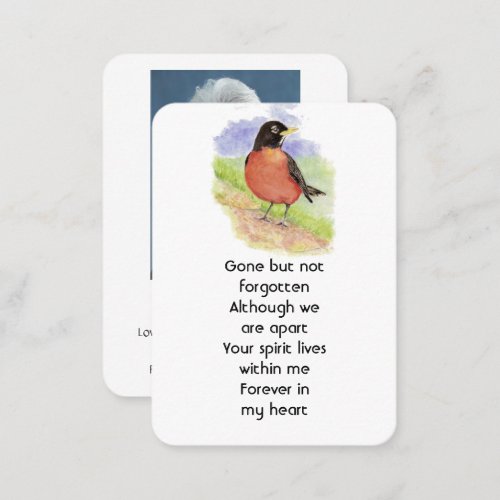 Memorial Photo Prayer Watercolor Robin Garden Bird Business Card